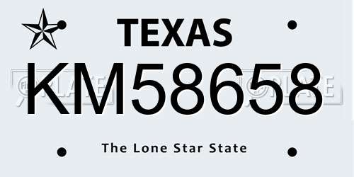 KM58658 Texas License Plate