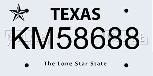KM58688 Texas License Plate