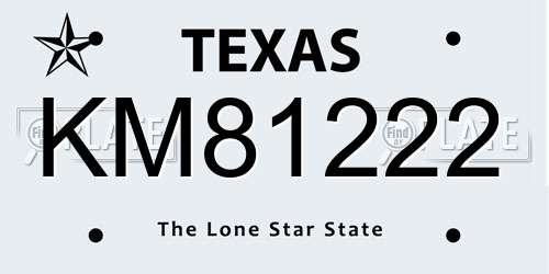 KM81222 Texas License Plate