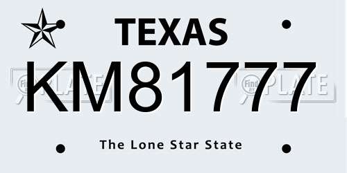 KM81777 Texas License Plate