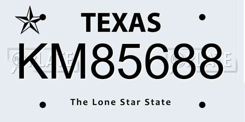 KM85688 Texas License Plate