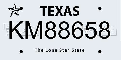KM88658 Texas License Plate