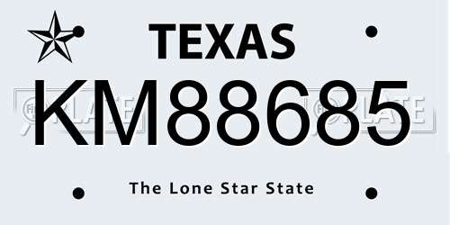 KM88685 Texas License Plate