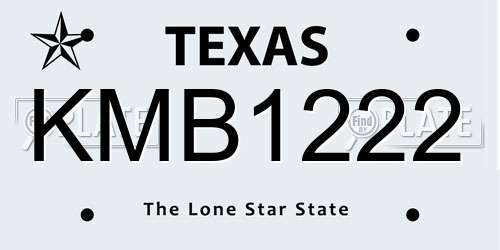 KMB1222 Texas License Plate