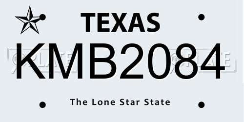 KMB2084 Texas License Plate