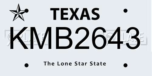 KMB2643 Texas License Plate