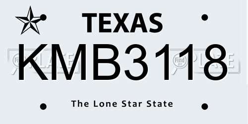 KMB3118 Texas License Plate