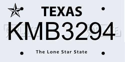 KMB3294 Texas License Plate