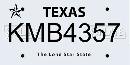 KMB4357 Texas License Plate
