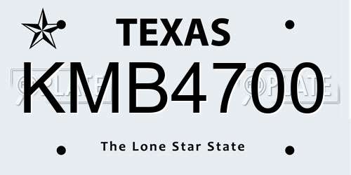 KMB4700 Texas License Plate