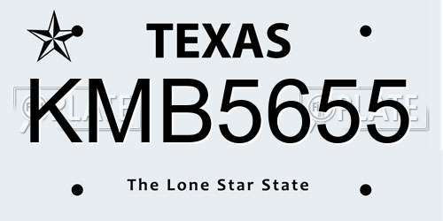 KMB5655 Texas License Plate