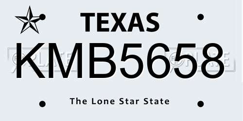 KMB5658 Texas License Plate