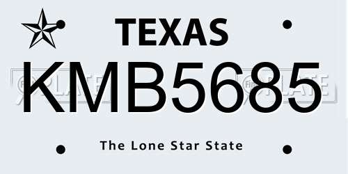 KMB5685 Texas License Plate