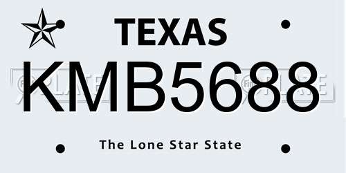 KMB5688 Texas License Plate