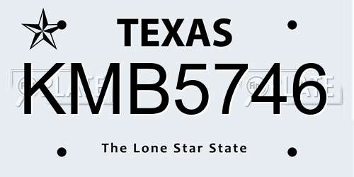 KMB5746 Texas License Plate