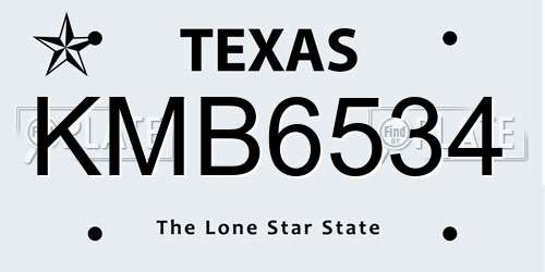 KMB6534 Texas License Plate