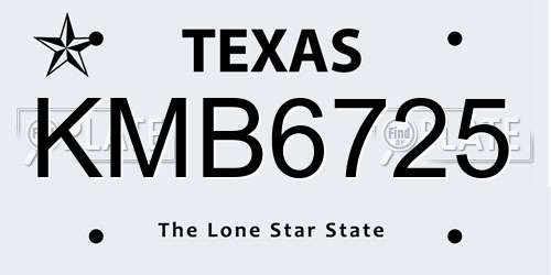 KMB6725 Texas License Plate