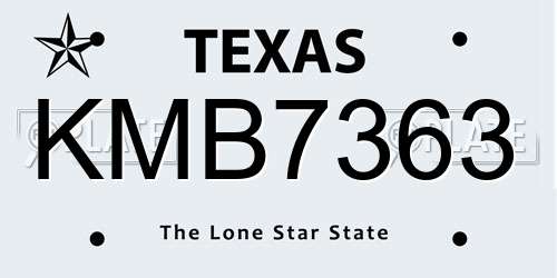 KMB7363 Texas License Plate