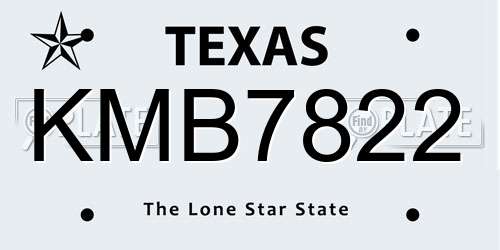 KMB7822 Texas License Plate