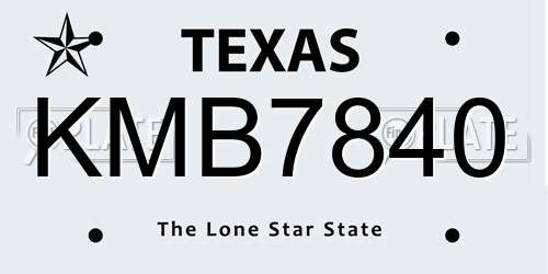 KMB7840 Texas License Plate