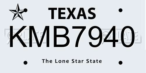 KMB7940 Texas License Plate