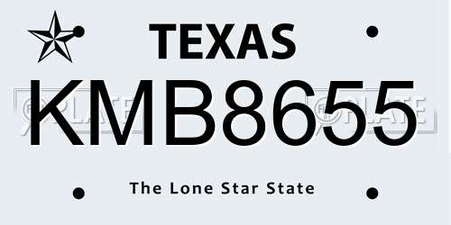KMB8655 Texas License Plate