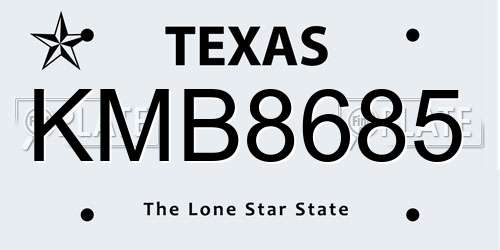 KMB8685 Texas License Plate