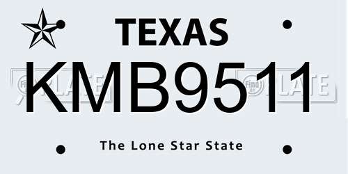 KMB9511 Texas License Plate
