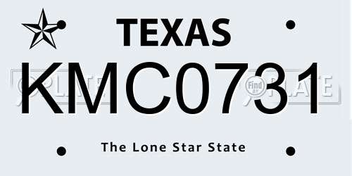 KMC0731 Texas License Plate