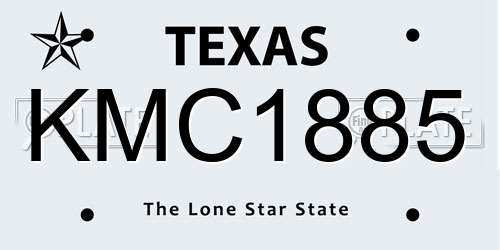 KMC1885 Texas License Plate
