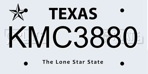 KMC3880 Texas License Plate