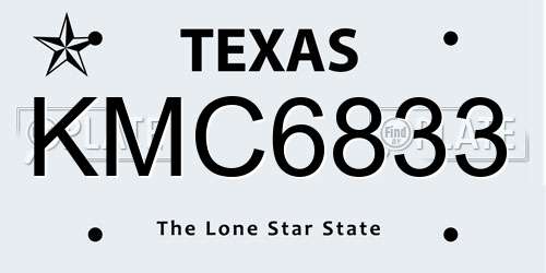 KMC6833 Texas License Plate