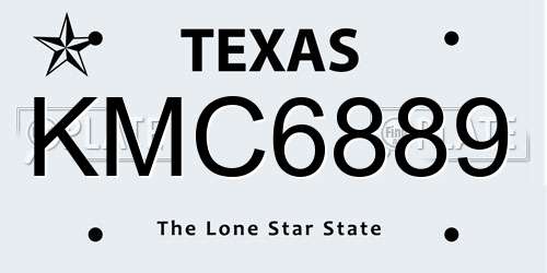KMC6889 Texas License Plate