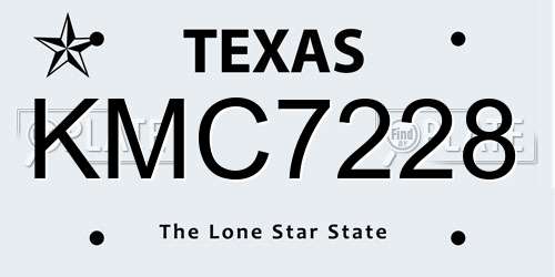 KMC7228 Texas License Plate