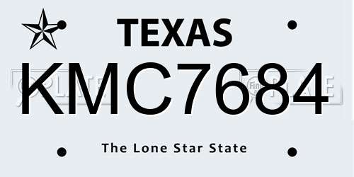 KMC7684 Texas License Plate