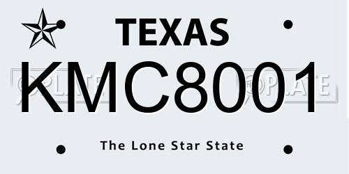 KMC8001 Texas License Plate