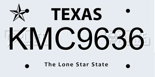 KMC9636 Texas License Plate