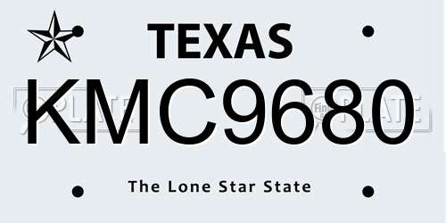 KMC9680 Texas License Plate