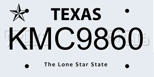KMC9860 Texas License Plate