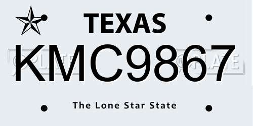 KMC9867 Texas License Plate