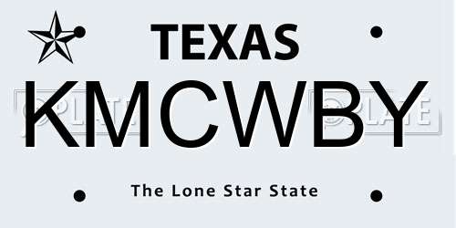 KMCWBY Texas License Plate