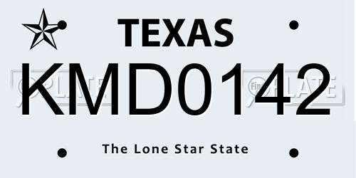 KMD0142 Texas License Plate