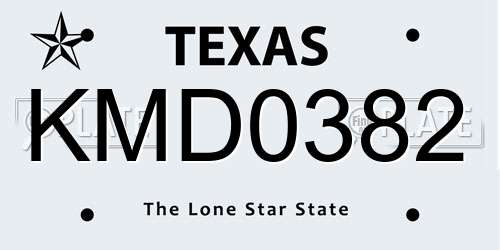 KMD0382 Texas License Plate