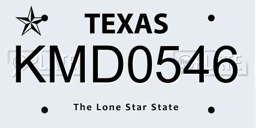 KMD0546 Texas License Plate
