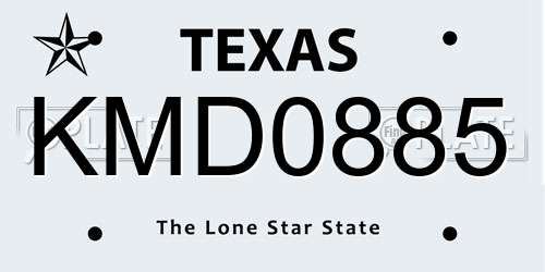 KMD0885 Texas License Plate