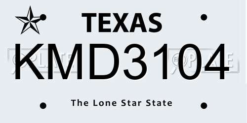 KMD3104 Texas License Plate