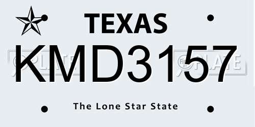 KMD3157 Texas License Plate