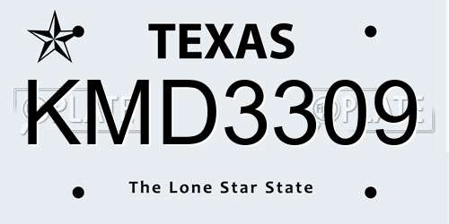 KMD3309 Texas License Plate
