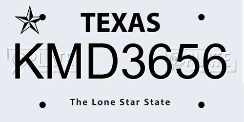 KMD3656 Texas License Plate