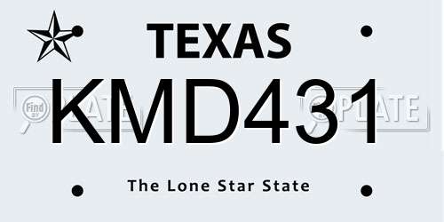 KMD431 Texas License Plate